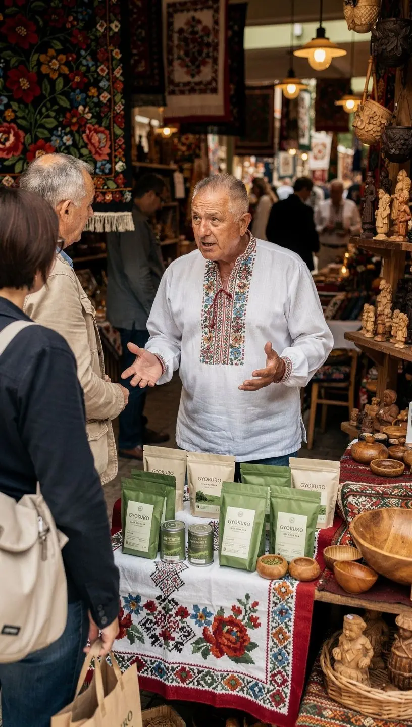 Zöld tea por, amelyben érezhető az umami íz gazdagsága.